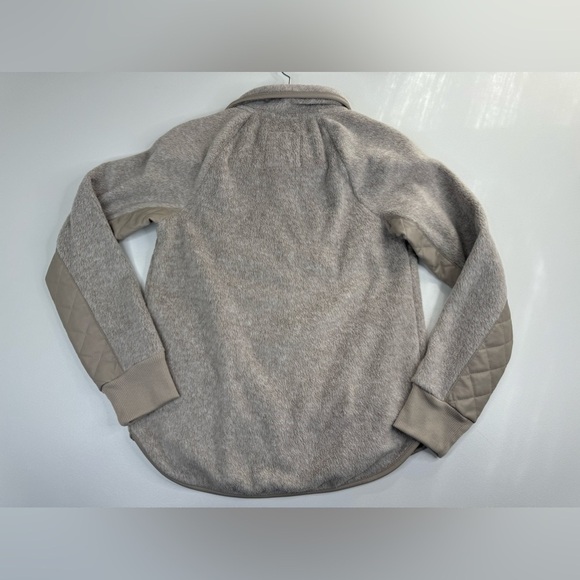 Abercrombie & Fitch *Taupe Asymmetrical Faux Quilted Leather Fleece Pullover XS - Picture 3 of 12
